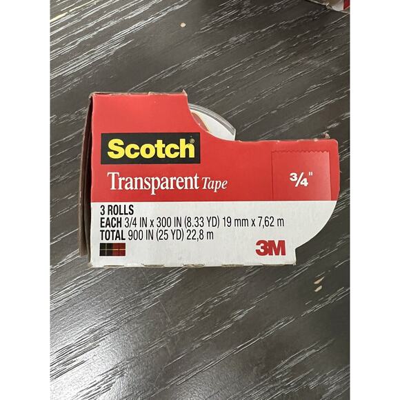 Scotch 3M Transparent Tape Glossy Finish 3/4" x 300" ea - 15 Rolls Total - Picture 3 of 4